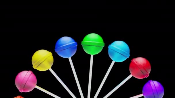 Aislado Fanned Out Lollipop giratorio multicolor Loop con canal alfa - Imágenes, Vídeo