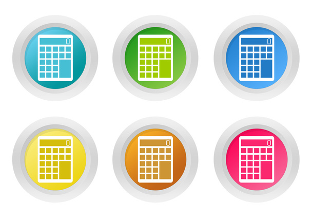 Set of rounded colorful buttons with calculator symbol - Photo, Image