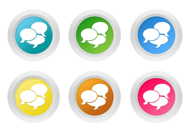 Ensemble de boutons colorés arrondis avec le symbole de discours de bulle
 - Photo, image