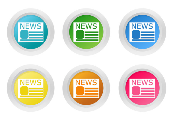 Set of rounded colorful buttons with news symbol - Photo, Image