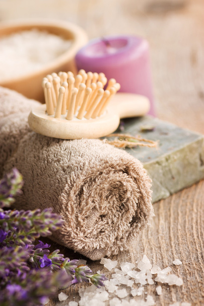 Spa with lavender and towel - 写真・画像