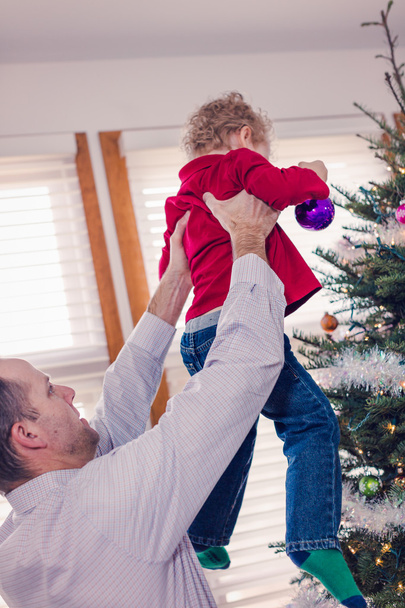 padre e figlio decorazione albero di Natale - Foto, immagini