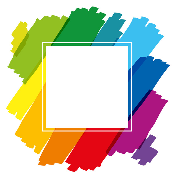 Arco iris color cepillo trazos cuadrados
 - Vector, Imagen