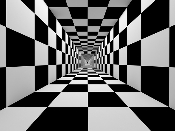 Tunnel noir et blanc à carreaux
 - Photo, image