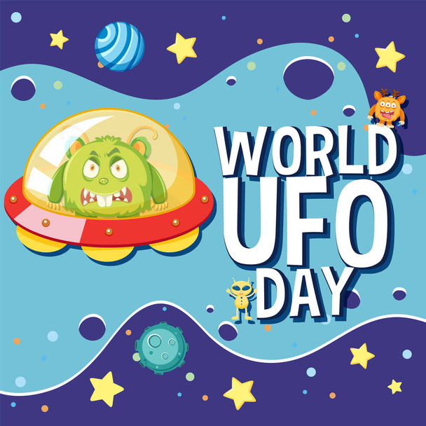 Ilustracja projektu plakatu Światowego Dnia UFO - Wektor, obraz