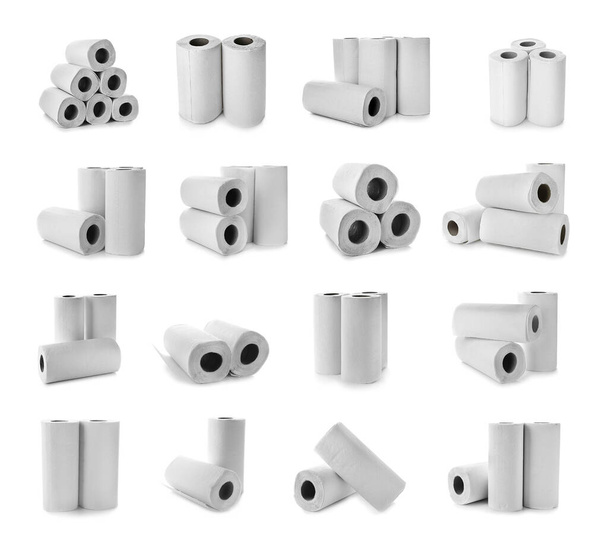 Set of paper towels isolated n white  - Zdjęcie, obraz