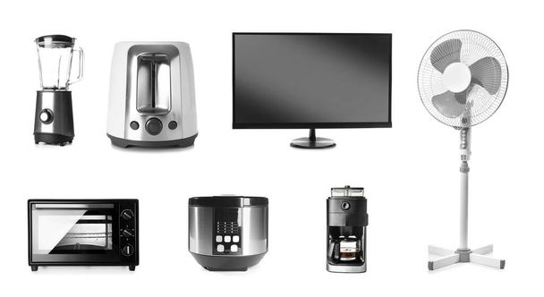 Set of different household appliances isolated on white - Valokuva, kuva