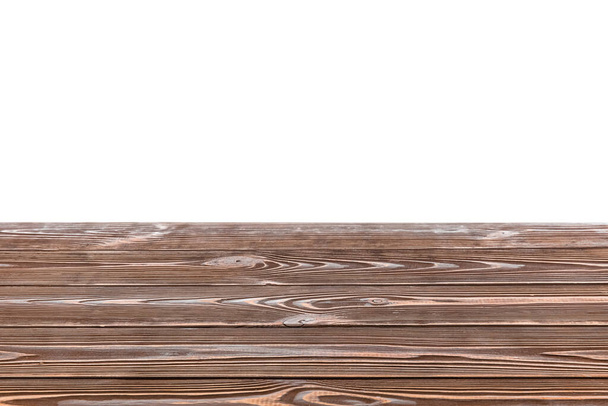 Brown wooden board surface on white background - Valokuva, kuva