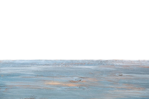 Голубая деревенская деревянная поверхность на белом фоне - Фото, изображение