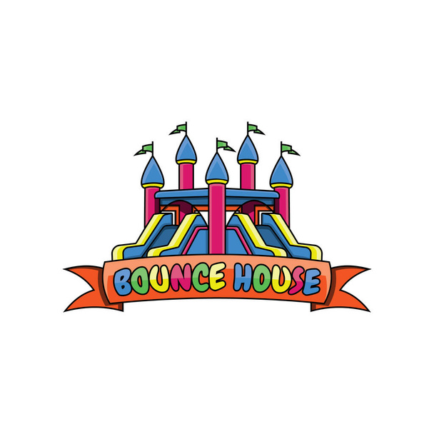 A fun and fun inflatable bounce house logo perfect for a bounce house rental business. It can attract both kids and adult customers with its colorful design. - Vetor, Imagem