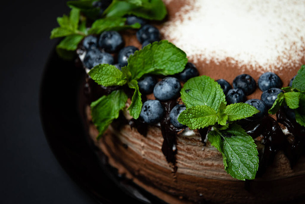 cake pie berries blueberry mint cooking - Fotó, kép