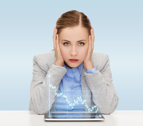 businesswoman with tablet pc and forex graph - Valokuva, kuva