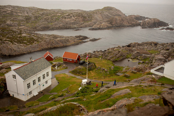 Lindesnes Fyr Lighthouse in Norway on a rainy cold day - Photo, image