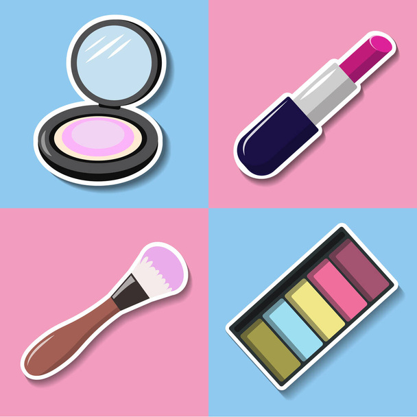 Set of cosmetic products on a bright background. Vector illustration. - Vector, imagen