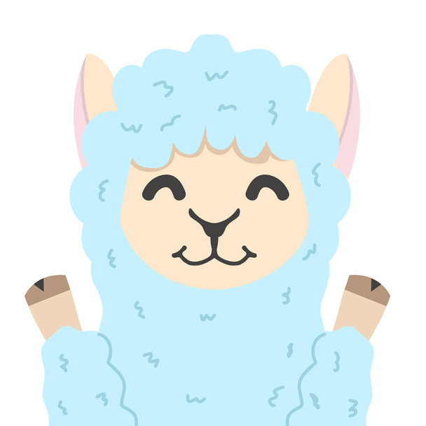 Cute alpaca  or lame fluffy head face  - Vektör, Görsel