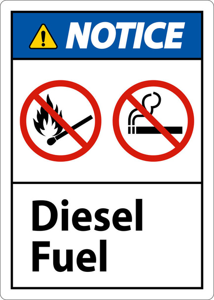 Notice Sign diesel fuel on white background - Vettoriali, immagini