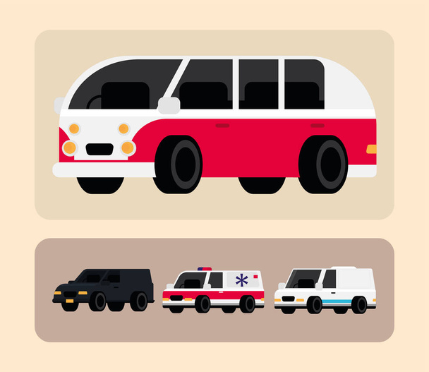set with transport cars, design - Vektor, Bild