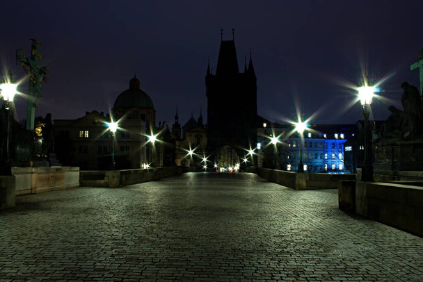 Look at the start of the Charles bridge in Prague. - Photo, image