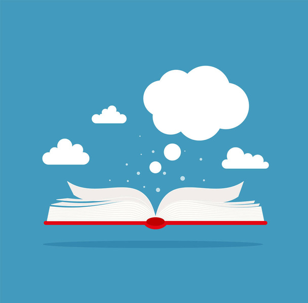 Vector open paper book with speech clouds in flat design style EPS 10. - Vektor, kép