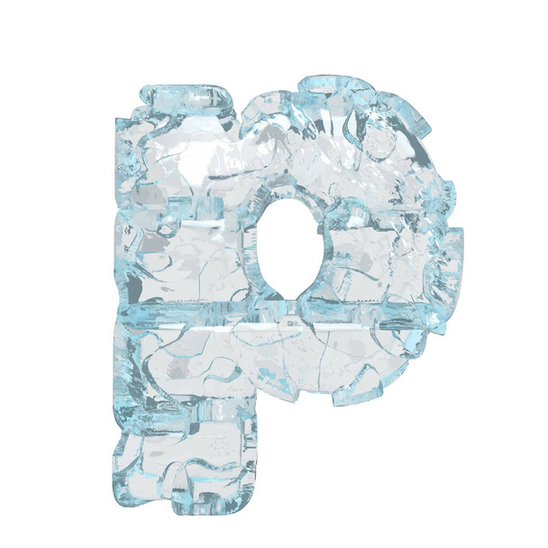 3d symbol made of ice. letter p - Vector, imagen