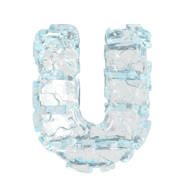 3d symbol made of ice. letter u - ベクター画像