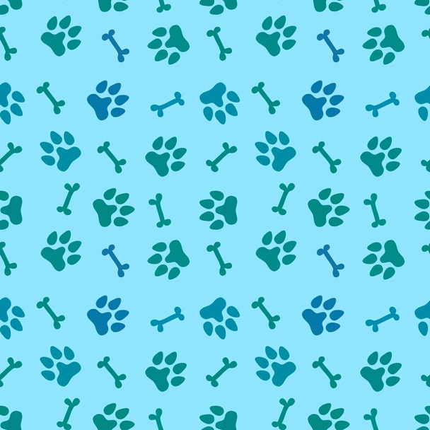 Cartoon doodle animals seamless dogs footprints and bones pattern for clothes print and kids accessories and notebooks and fabrics and wrapping shop paper. High quality illustration - Foto, afbeelding