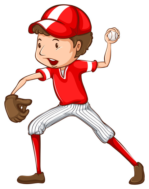 młody baseballista - Wektor, obraz