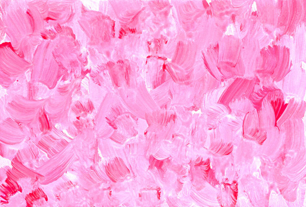 Magenta canvas painting with painting knife. Red and white textured paint background. Big abstract wallpaper. Pink and white acrylic and oil rough surface. Hand made brush smear backdrop - Photo, image
