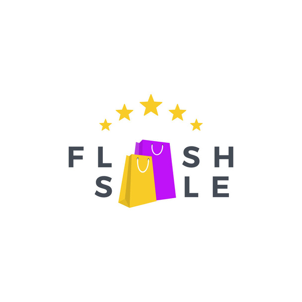 Flash Sale Shopping Poster или баннер с иконкой Flash и текстом. Разработка шаблонов баннеров Flash Sales для социальных сетей и веб-сайтов. - Вектор,изображение