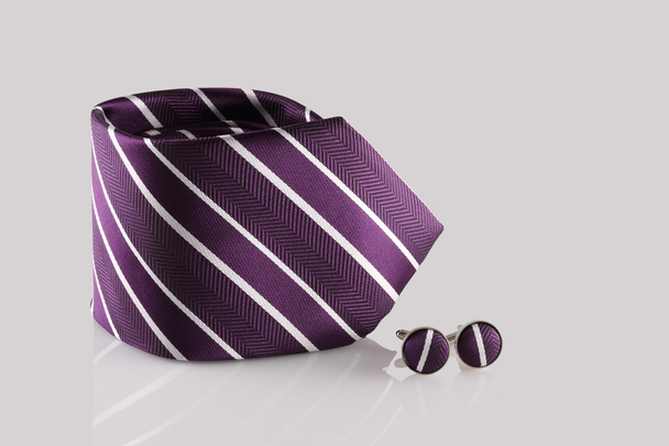 Purple tie with cuff links - Photo, Image