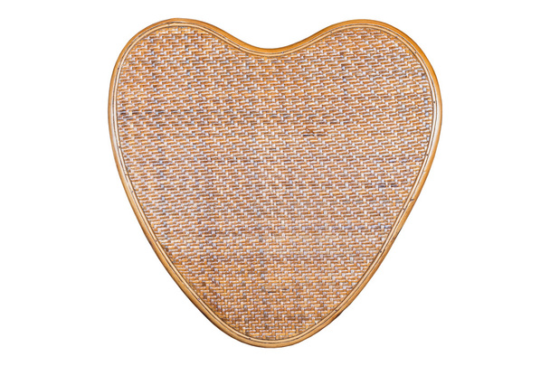 Weidenholzgewebe in Herzform Muster Hintergrund - Foto, Bild