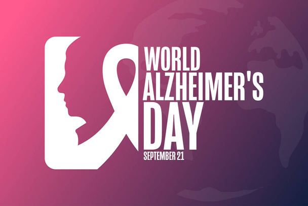 Dia Mundial dos Alzheimers. 21 de Setembro. Conceito de férias. Modelo para fundo, banner, cartão, cartaz com inscrição de texto. Ilustração do Vector EPS10 - Vetor, Imagem