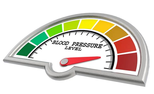 Blood pressure level measuring scale with color indicator, 3d rendering - Foto, Imagen