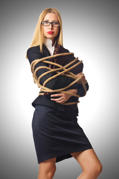 Woman tied up with rope - Фото, зображення