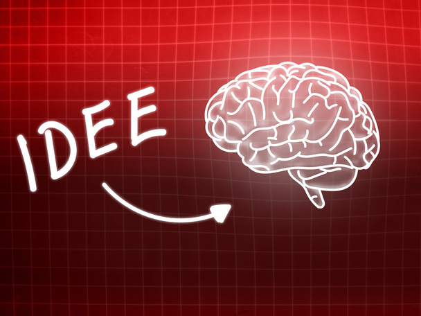 IDEE beyin arka plan bilgi bilim blackboard kırmızı - Fotoğraf, Görsel