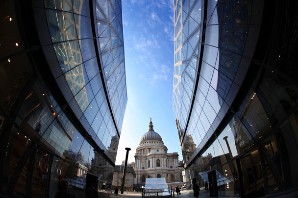 St Paul Cathedral in London against modern buildings, England - Photo, Image