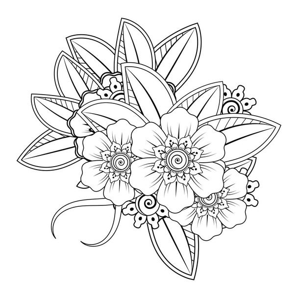 Floral Background with mehndi flower. Decorative ornament in ethnic oriental style. Coloring book. - ベクター画像