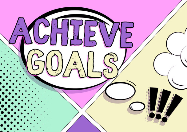 Writing displaying text Achieve Goals, Word for Results oriented Reach Target Effective Planning Succeed Oval Blank Chat Box With Representing Connecting Through Social Media. - Fotoğraf, Görsel