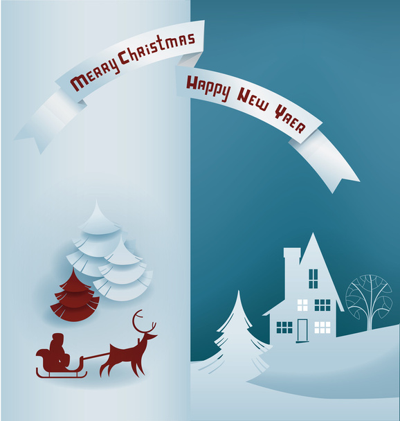 Karácsonyi design éjszaka falu banner felirat - Vektor, kép