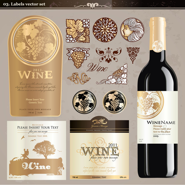 Set de etiquetas de vino
 - Vector, Imagen