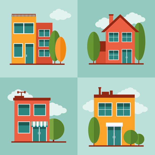 Residential city houses - Vector, Image