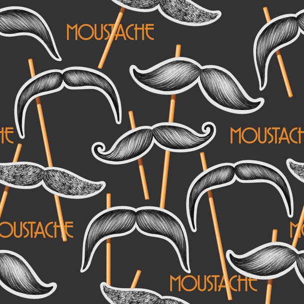 Mustache seamless pattern - Vektör, Görsel