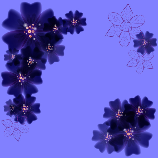 Bloeiende achtergrond met paarse bloemen - Vector, afbeelding