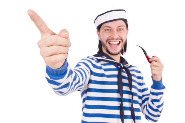Funny sailor isolated on white - Photo, Image