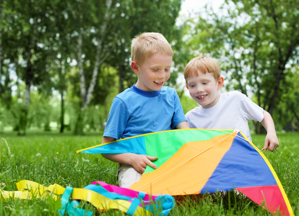 Portrait of happy boys in the summer outdoors - Photo, Image