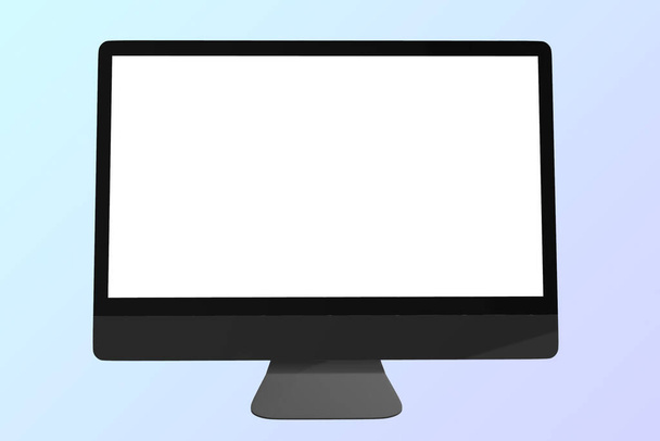 Screen. Monitor. Realistic computer display mockup with blank screen. Background with gradient color. Front view of the device. Space to write. 3D illustration. Computer screen illustration. - Zdjęcie, obraz
