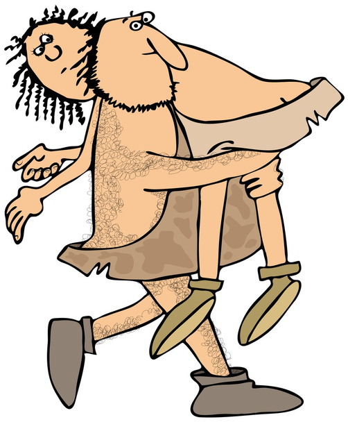 Cavewoman with saggy boobs Stock Illustration