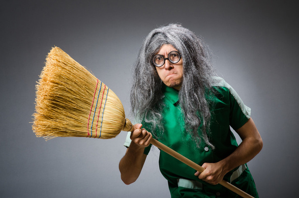 Funny man with brush and wig - Photo, Image
