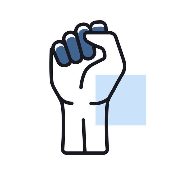 Fist raised up vector isolated icon. Demonstration, manifestation, protest, strike, revolution - ベクター画像