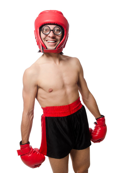 Zabawny bokser odizolowany na białym - Zdjęcie, obraz